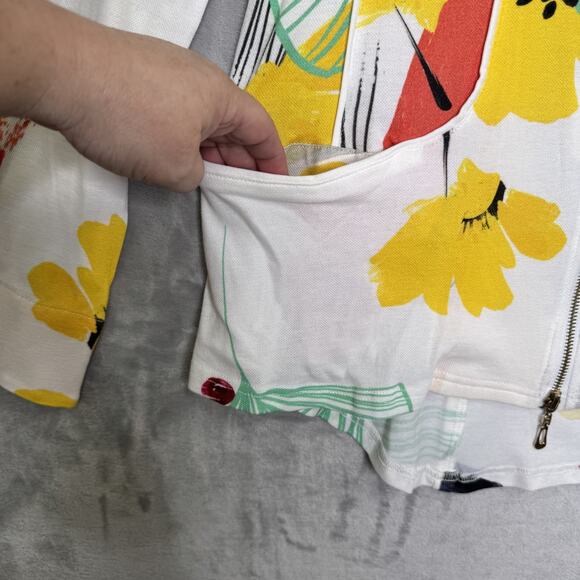 Berek Jacket Womens Medium Multicolor Floral Full Zip Pockets Artsy Print Modern - Picture 3 of 11